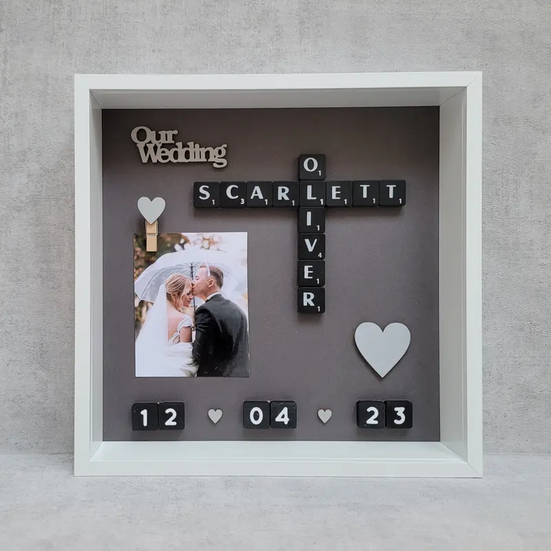 3. Love Photo Frame | Scrabble Picture | Scrabble Frame | Acrylic Frame - H27cm x W27cm x D6cm | Word Art | Personalised Handmade Gift | Any Occasion | Love Couples Relationship Valentine's Engaged Engagement Wedding Day Mr Mrs Anniversary Family New Home 4