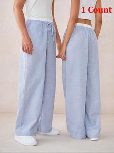 Men's Striped Print Drawstring Waist Pants, 1 Count Loose Casual Comfy Baggy Trousers for Daily Wear, Men's Bottoms for All Seasons, Clothing