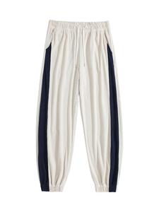 Men's Striped Trim Corduroy Pants, Regular Fit Casual Comfy Jogger Trousers for Summer, Fashion Men's Bottoms for Daily Wear