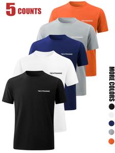 Men's Letter Print Round Neck Tee, Regular Fit Casual Short Sleeve T-shirt for Daily Wear, Men's Top for All Seasons