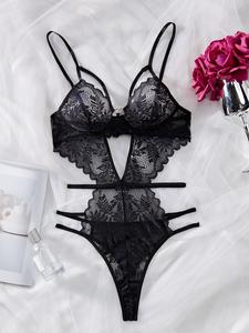 Women's Solid Color Lace Sexy Lingerie Bodysuit, Chic Comfy Breathable   Lingerie for Daily Wear, Women's Lingerie for All Seasons