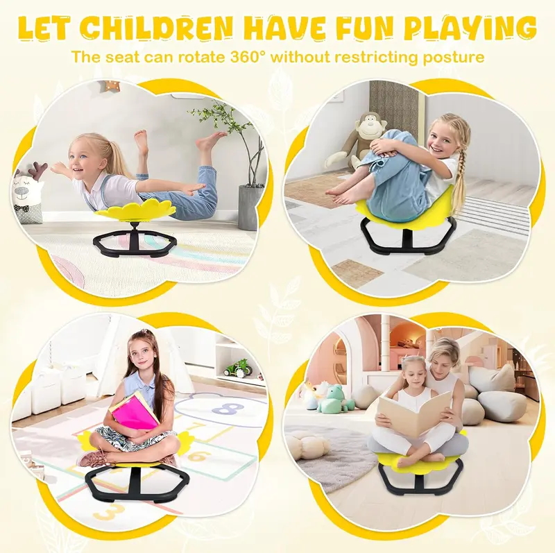 Sensory Spinning Chair for Kids, 360° Swivel Seat, Autism & ADHD Wobble Chairs, Sensory Balance Toys for Vestibular Training, Body Coordination Training, Relief Motion Sickness, Friendly for Kids 3+ 6