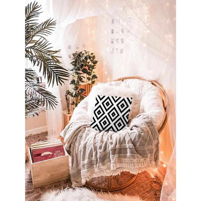 1pc Geometric Print Cushion Cover, Modern Throw Pillow Case, Pillow Insert Not Include, For Sofa, Home Decor 5