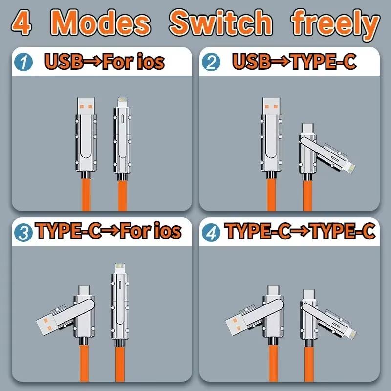 4 in 1 PD 120W USB Type C to C Charging Cable for iPhone Samsung Data Charging Cable - Cellphone, Smartphone 1