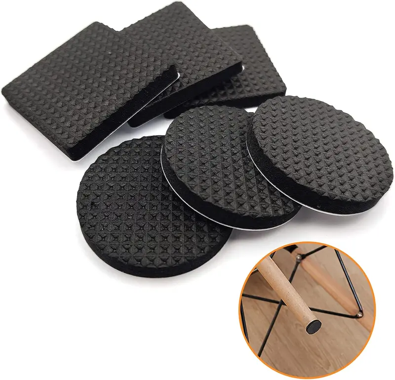 60 Pcs Furniture Feet Pads, Non-Slip Rubber Furniture Pads, Self Adhesive Table Chair Leg Floor Protectors, Round Square Rubber Feet for Chair Legs, Tiled, Carpet, Hardwood Floor Protectors 0
