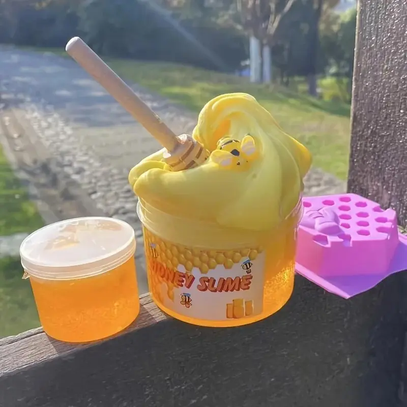 2025 New Honeycomb Slime Toy DIY Yellow Transparent Honey Slime Set Simulated Handmade Clay Toy Stretchy Toy Squishy Toy Gift for Kids 1