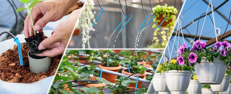 AnseTo Solar Irrigation System,Solar Drip Irrigation Kit with 15 Drippers,Solar Watering System DIY Automatic Watering System for Garden,Plant,Greenhouse,Terrace,Eco-Friendly and Energy-Saving