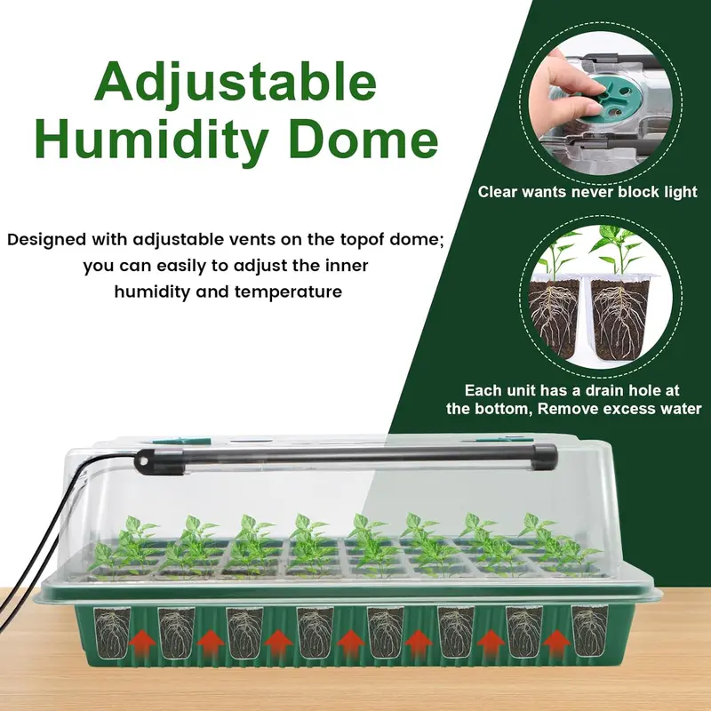 MQFORU Seed Trays with Grow Light, 2 Pack 80 Cells Growing Trays Propagator Growing Thicken Seedling Starter Adjustable Brightness & 3 Modes,Greenhouse Grow Plant Seed, Seed Germination Kit for Indoor 2