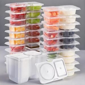Clear Reusable Snack Airtight Container Set with Lid, Portable Stackable Plastic Double Compartment Snack Box, Leak Proof Food Storage Containers, Leakproof Snack Pack Container for On-the-go Meals and Camping, Kitchen, Eating Containers Organizer