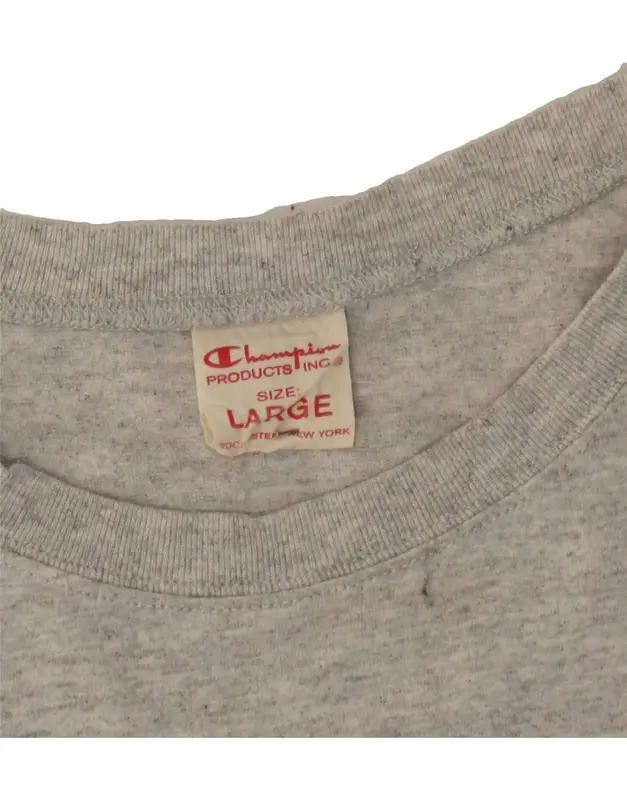 Pre-Owned Vintage CHAMPION Womens Graphic T-Shirt Top UK 16 Large Grey Flecked Cotton 3