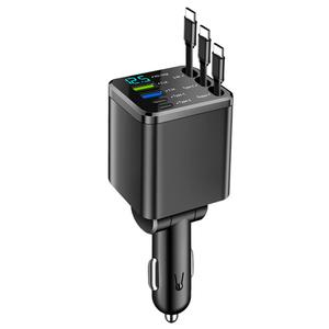 Retractable Car Charger 7 in 1 Fast Charging Super Fast Charge with Retractable Charging Cable Cell Phone Charger USB 3.1A Type C USB C Fast Charging Voltage Detection for For Android Phone Charging Retractable Automotive Charger