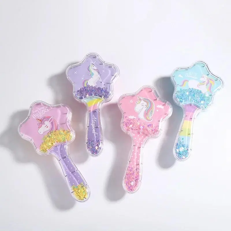 New Air Cushion Massage Comb Star Shape Sequins Quicksand Anti-knot Combs for Baby Kids Comb for Curly Hair 2