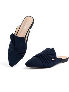 Women's Knot Decorated Slip on Mules, Casual Comfortable Pointed Toe Flat Shoes for Daily Wear, Lightweight Breathable Shoes for Women & Girls