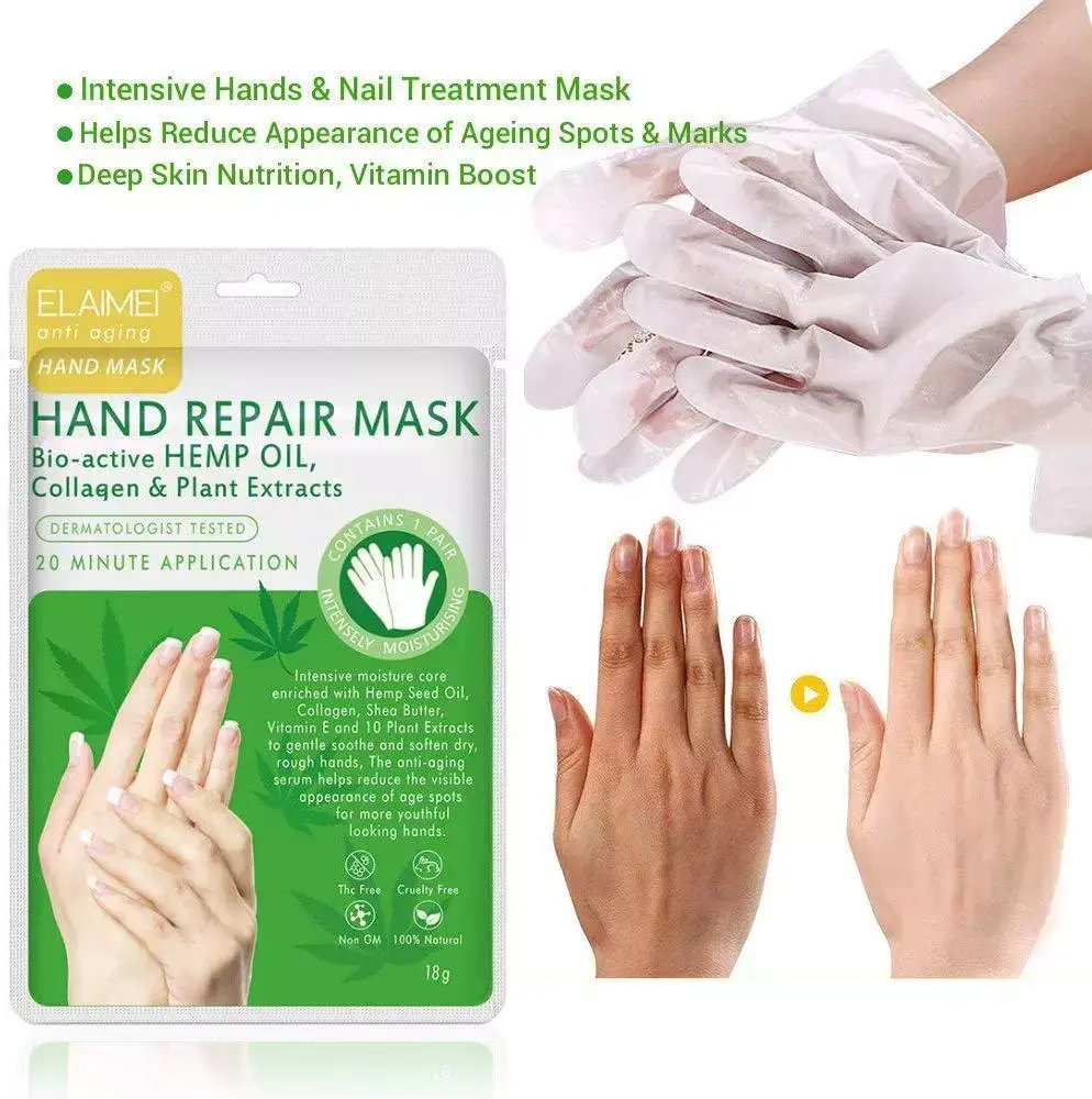 Hand Mask Gloves Skin Care Hemp Oil Moisturizing Exfoliating Cracked Treatment