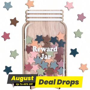 Star Shaped Reward Jar, 25pcs/set Colorful Star Shaped Reward System, Self-discipline Reward Jar, Home Decor, Fun Gift for Kids, Sticker Decorations, Art Stickers, Learning Tool, Sticker Decals