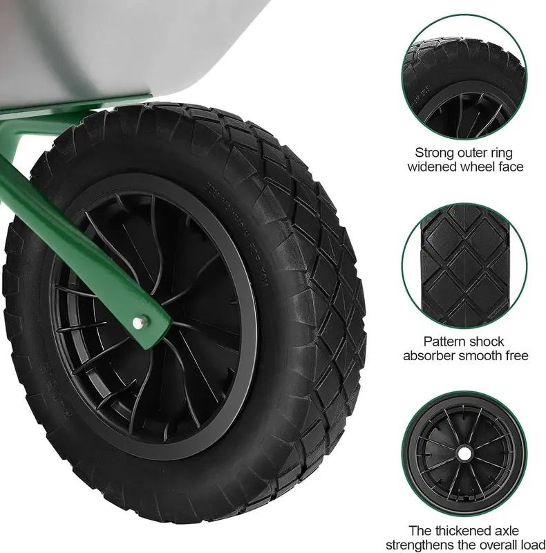 UK PU 14" BLACK Puncture Proof Solid 3.50-8 wheelbarrow wheel COMPLETE NEW 5