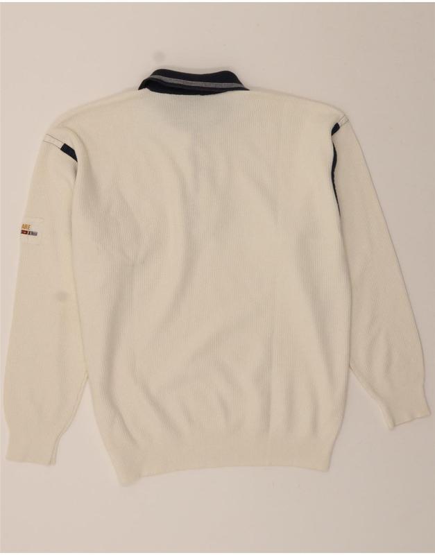 Pre-Owned Vintage NAVIGARE Mens Polo Neck Jumper Sweater XL White Cotton 2