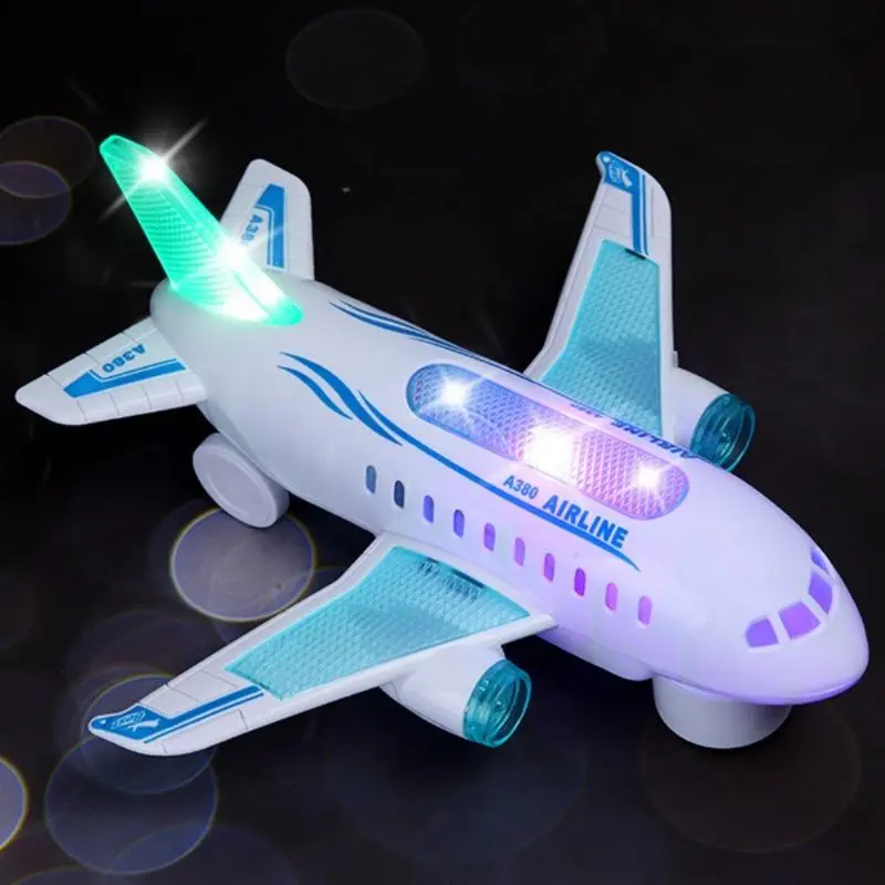 Interactive Electric Airplane Toy - LED Lights, Sounds, Battery Operated, Safe Plastic, Educational Play for Ages 3+, White 2