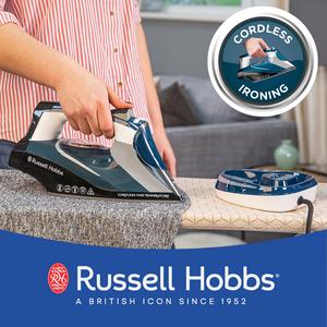 Russell Hobbs Cordless Steam Iron, One Temperature Technology, 350ml Water Tank, Suitable for All Fabric Types