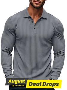 Men's Solid Color Polo Shirt, Regular Fit Casual Longsleeves Collared Top for Spring & Fall, Fashion Men's Clothes for Daily Wear, Clothing, Menswear
