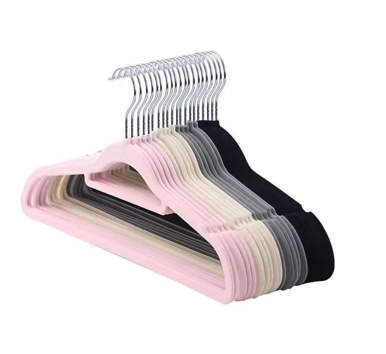 Pack of 10 Velvet Hangers, Velvet Flock 2 with Non-Slip and 360 degree hook, Coats, jackets Hanging Organiser Plastic Adjustable coathanger 7