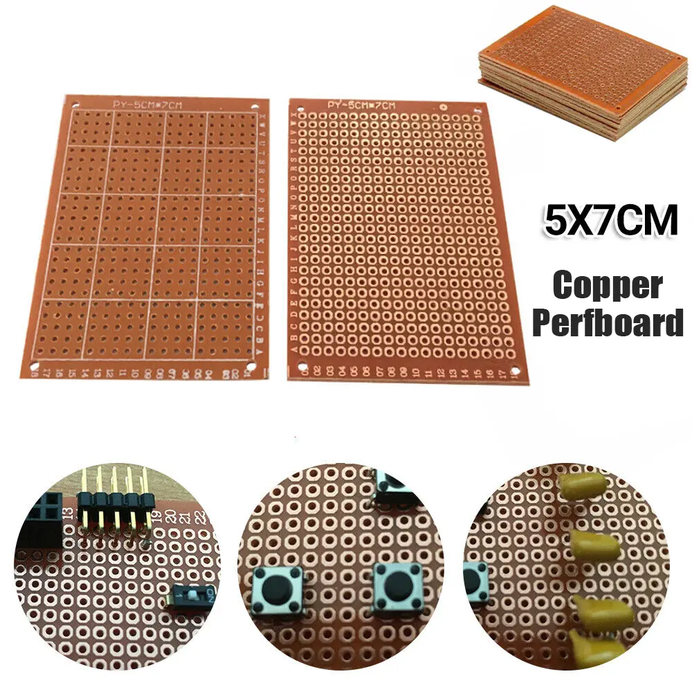 10X Copper Perfboard 5x7cm PCB Strip board Printed Circuit Prototype Breadboard