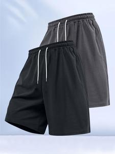 Men's Solid Corduroy Shorts, Casual Loose Fit Drawstring Waist Shorts for Summer, Men's Bottoms for Daily Wear