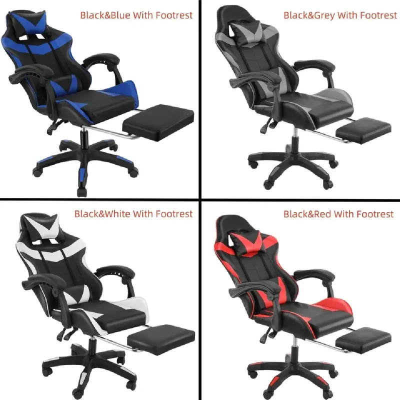 Ergonomic Leather Racing Gaming Chair Swivel Office Gamer Desk Chair UK 0