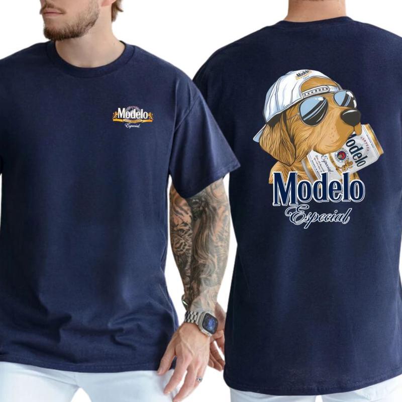 Men's ModeIo Dog Beer T-Shirt, ModeIo Golden Dog Hunting Shirt, Cotton Top Menswear, Short Sleeve Unisex Shirt, Gift For Dog Lovers 1