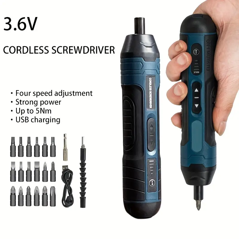 Electric Screwdriver 3.6V Small 2/20pcs/105pcs Multifunctional Torque Adjustable Straight Handle Disassembly Screwdriver, with Lithium Battery Screwdriver, Mini Portable Tool Complete, Suitable for Home Equipment Maintenance and Repair 1