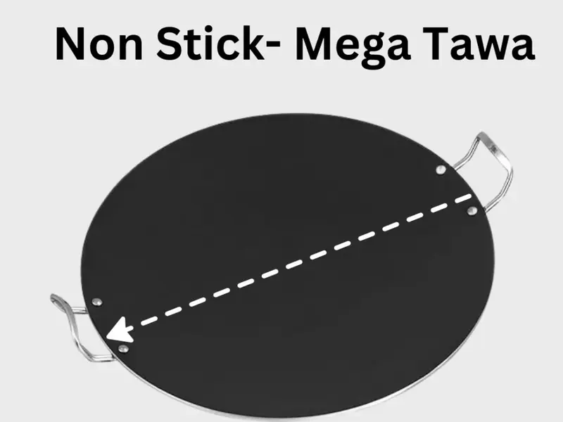 Mega Tawa 45-50cm Non Stick Tawa Pan, Large Chapati Pan with Double Handle Use as Pancake Pan, Crepe Pan and Dosa Pan Aluminium Steel Cookware Stainless 4
