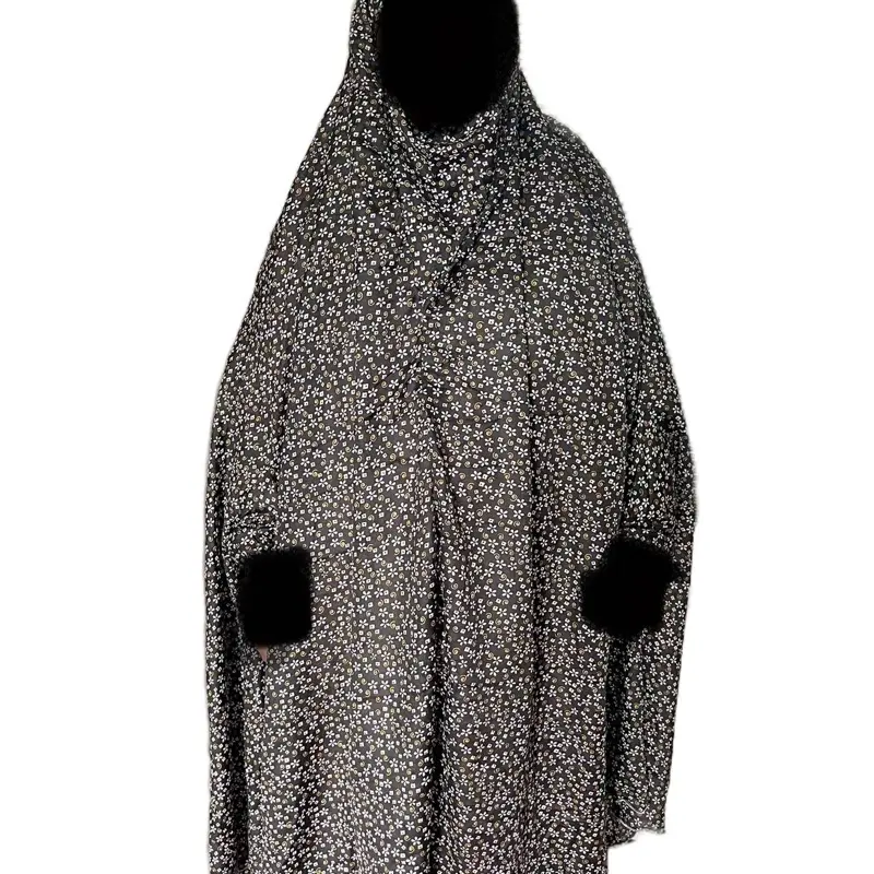 Acrylic Floral Prayer Chaddar Hijab with Sleeves for Effortless Coverage & Comfort