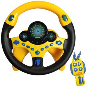 deAO Car Backseat Pretend Simulated Driving Steering Wheel Toy with Light and Music, Early Educational Gifts for Kids-Yellow