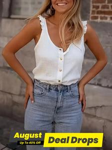 Women's Plain Tank Top, Elegant Minimalist V Neck Sleeveless Top for Summer, Ladies Casual Sleeveless Crop Clothes for Daily Wear, Vneck Womenswear, Fitted Sleeveless Casual Cami Top