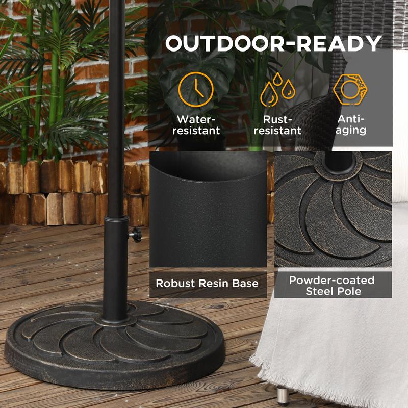 Outsunny 18kg Resin Garden Parasol Base, Round Outdoor Market Umbrella Stand Weight for Poles of 38mm to 48mm, Bronze 4