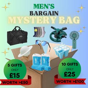 Men's Bargain Mystery Box - Gift Set, 5 for £17 (RRP £50) - 10 for £28 (RRP £100) Premium Clearance Items, Blind Box -  Random Fun Products -Fashion Accessories & Headphone & Bags
