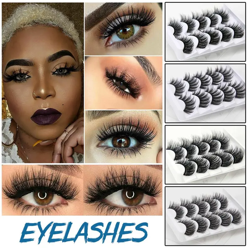 10Pairs 3D Mink False Eyelashes Wispy Cross Long Thick Soft Fake Eye Lashes UK  Cosmetic Makeup 2