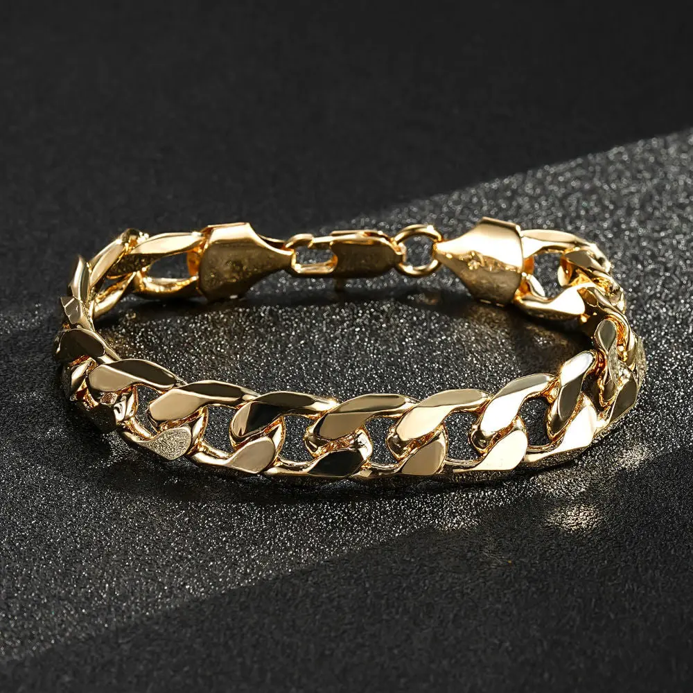 12mm Gold Cuban Curb Bracelet 8 Inches