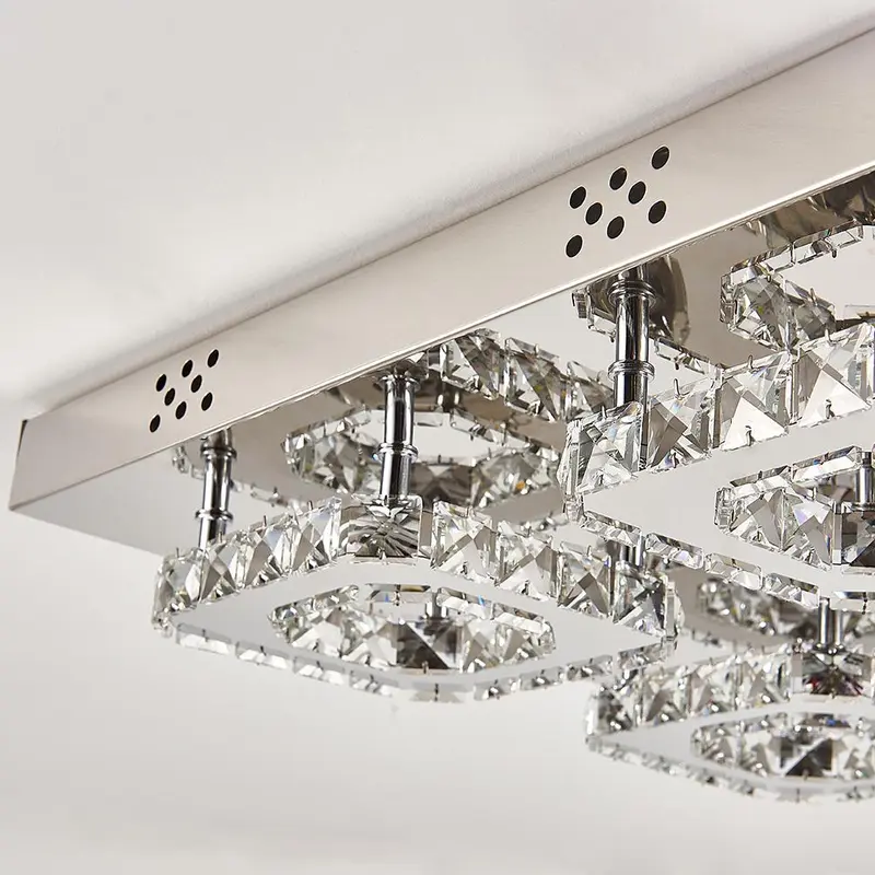 48W LED Crystal Ceiling Light | Dimmable Pendant Chandelier with Remote | Modern Luxury for Any Room 5