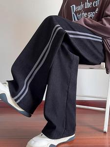 Men's Side Stripe Pants, Loose Casual Comfy Straight Leg Trousers for Spring & Fall, Fashion Men's Bottoms for Daily Wear