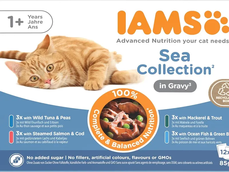 Delights Complete Wet Cat Food for Adult 1+ Cats Fish Variety in Gravy Multipack 12 x 85 g Pouches 3