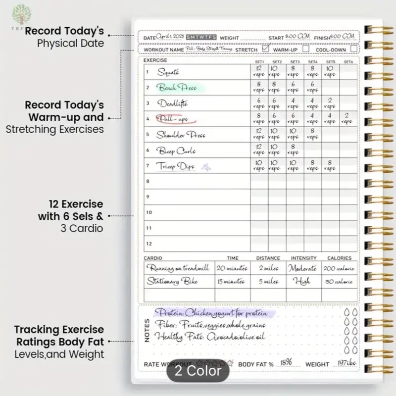 Fitness Planner Notebook - Daily Workout Tracker, Goal Setting, and Body Measurement 5