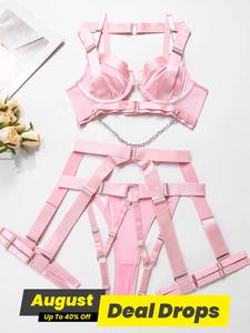 Women's Sexy Lingerie Set, Naughty Lingerie, Adjustable Strap Bra & Thong & Garter Belt & Thigh Straps Set, Soft Lightweight Lingerie, Underwear Sets, Womenswear, Lingerie Nightwear, Soft Comfy Lingerie, Plunge Lingerie, Underwire Lingerie