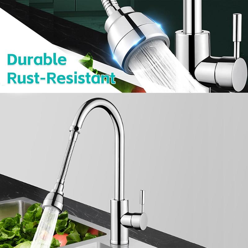 Kitchen Tap Spray Head - 360° Swivel Kitchen Tap Extension - 3 Water Flow Modes Faucet Extender Tap Attachment - 22mm/24mm Compatible - Fits Standard Tap Adapter for Kitchen Sink 5