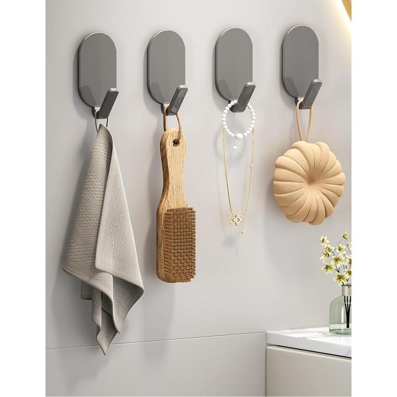 5pcs Heavy-Duty Adhesive Hooks, No Drilling Needed, Ideal For Bathroom And Toilet, Effortlessly Hang Towels On Walls Or Doors, Leaves No Traces Behind 7