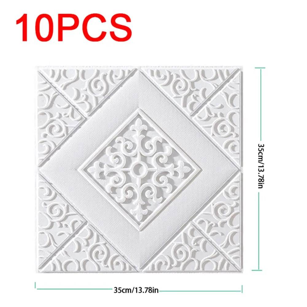 3D Foam Tile Wall Sticker Self-Adhesive Waterproof Ceiling Panel, Easy to Install for Home Decoration and Kitchen/Bathroom Use, Peel and Stick, No Tools Needed