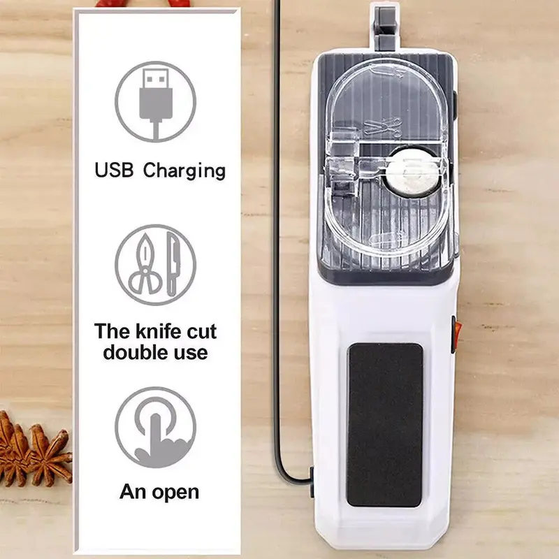 2 in1 Electric Knife Sharpener and Scissor Sharpeners Family Kitchen Home Tool- Sharpening 4