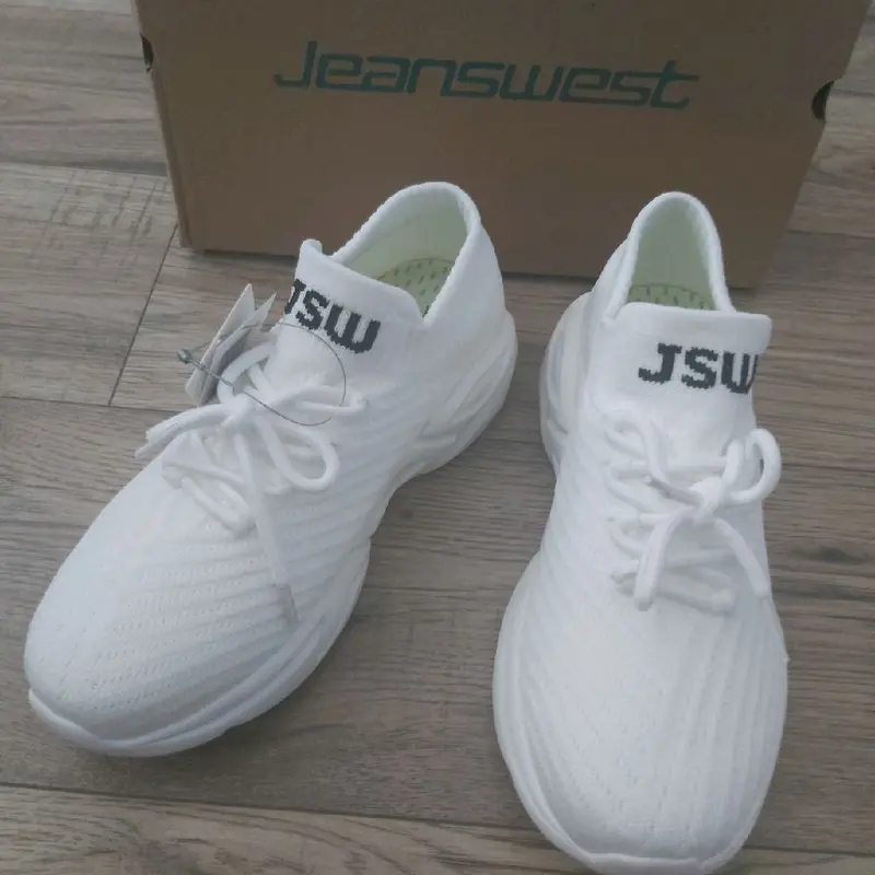 Jeanswest White Lightweight Slip On Memory Foam Breathable Trainers Sizes UK, 3/4/5/6,gym,sports, chunky sneakers, womens shoes Girl Runner Footwear Training Athletic Casual Closed Running Insole 8