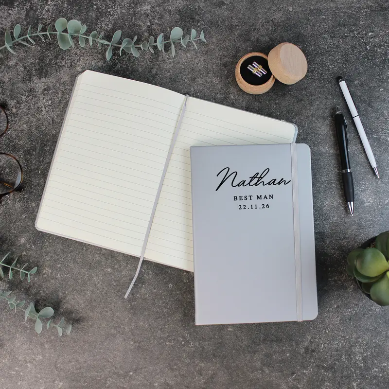 Personalised Wedding Speech Book for Best Man, Father of the Bride Groom - Black A5 Lined Notebook 4