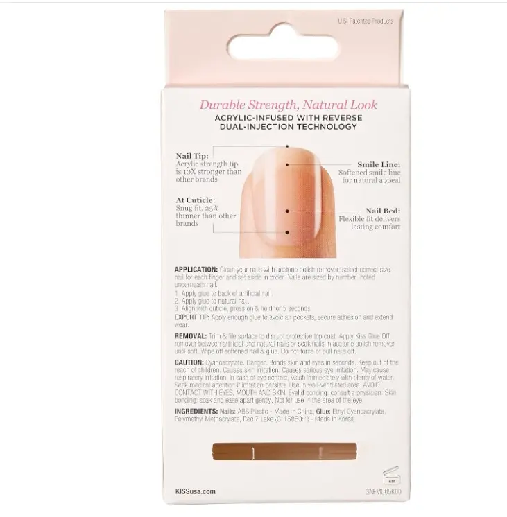 KISS Salon Acrylic French Nude Collection, Cashmere, Medium Length Nude Fake Nails, Includes False Nails, Nail Glue, Nail File, and Manicure Stick, 28 Count (Pack of 1) 2